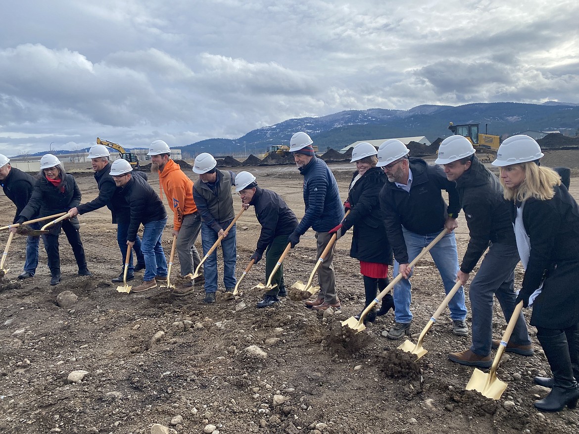 Representatives from Harris & Bruno International, the city of Post Falls, Chamber of Commerce, CdAEDC, Jobs Plus and Ginno Construction broke ground on the 20,000 square foot Project Print building Tuesday.