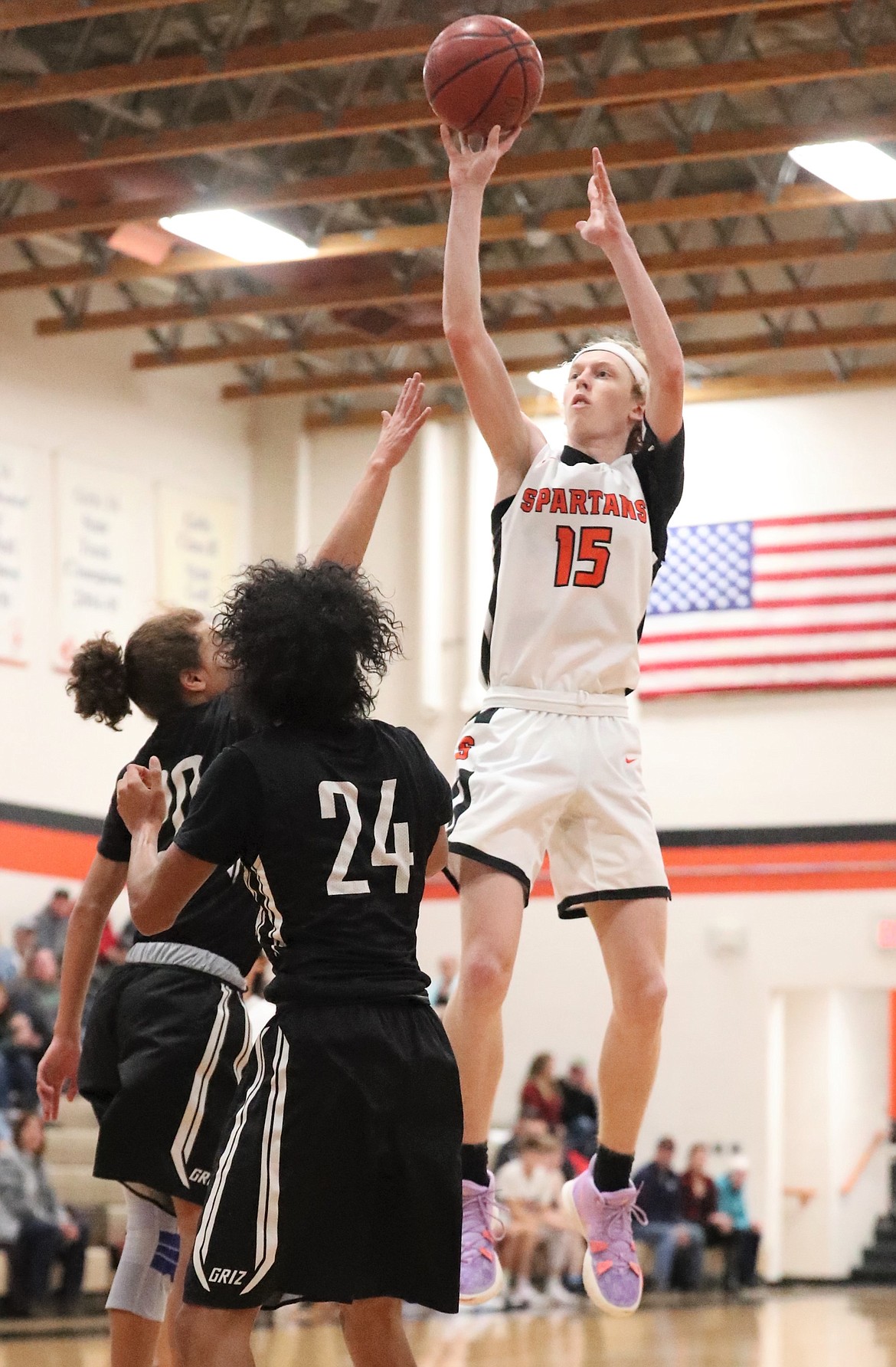 Blake Barrett rises for a jumper during Saturday's game.