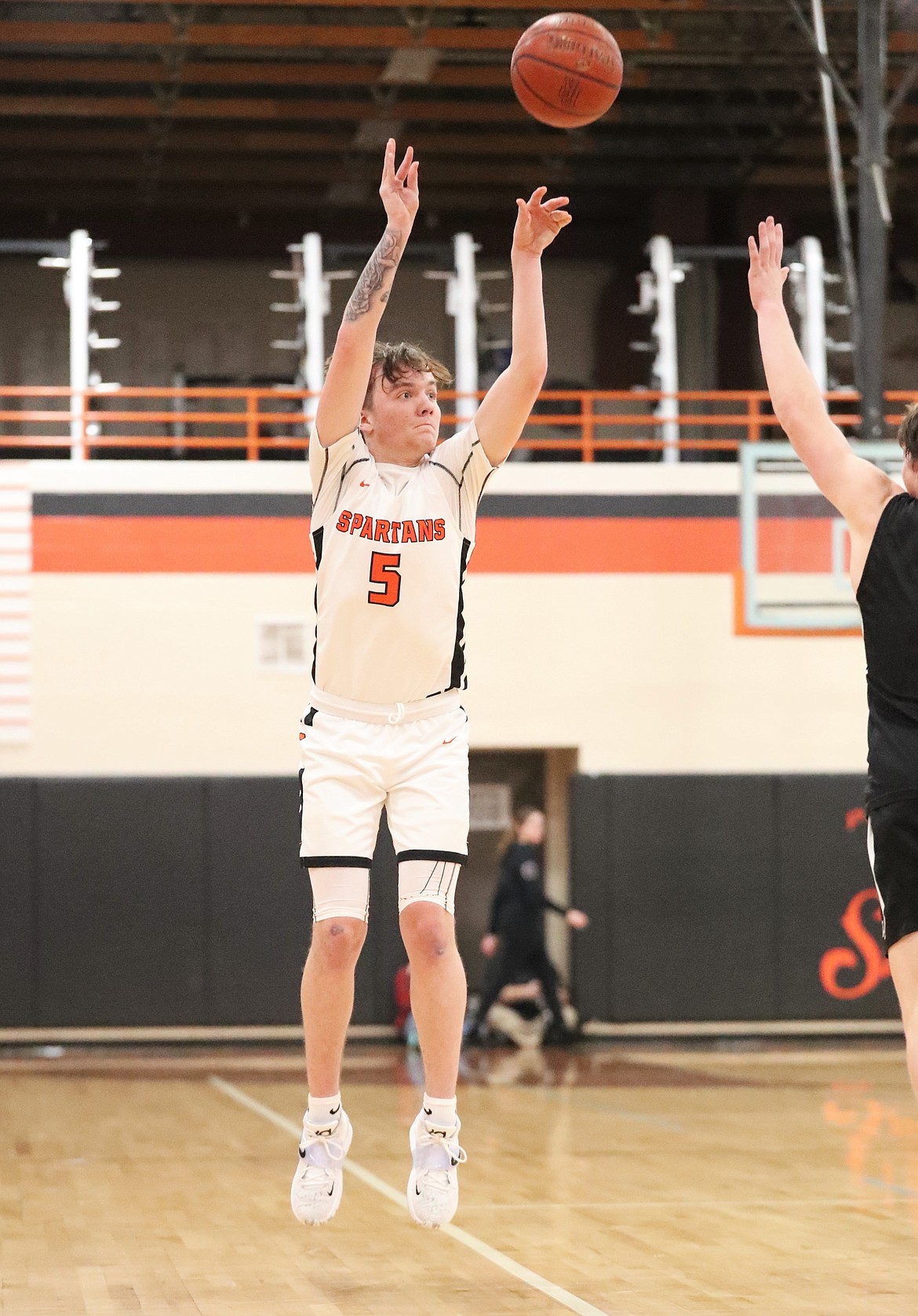 Trentyn Kreager attempts a 3-pointer Saturday.