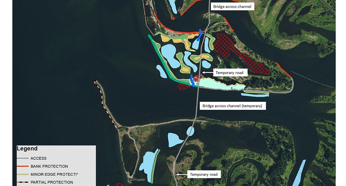 Heavy construction underway on the Clark Fork Delta Restoration Project