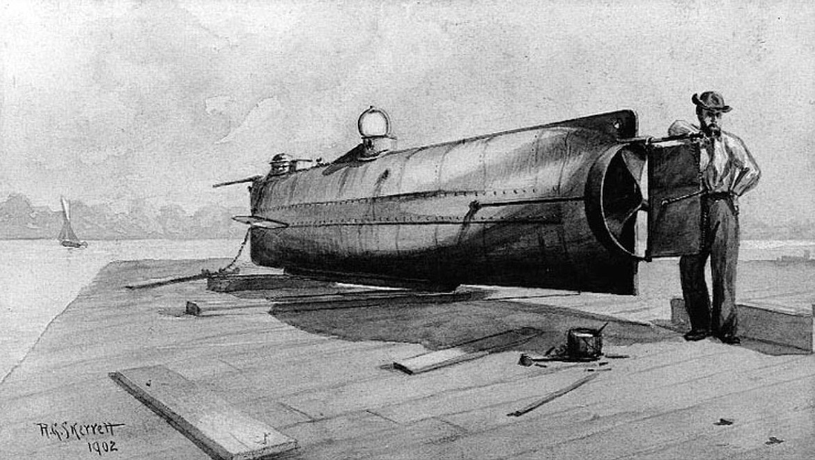 The Confederacy used the small hand-powered submarine CSS H.L. Hunley during the Civil War, to sink the Union sloop-of-war USS Housatonic in Charleston Harbor in 1864, before also sinking and killing all crewmembers.