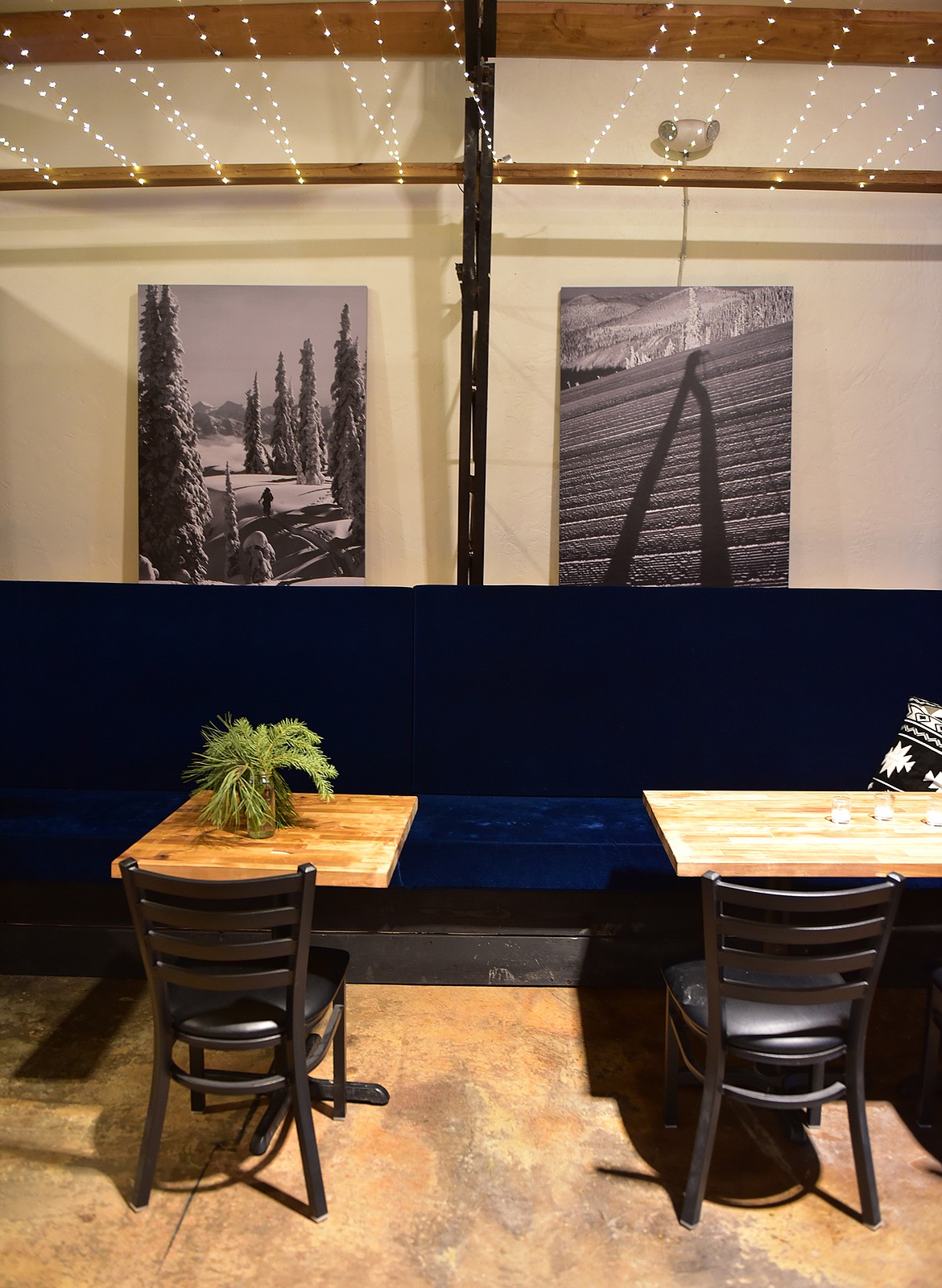 The Stumptown restaurant has a ski theme and includes local photographs by Patrick Muri. (Heidi Desch/Whitefish Pilot)