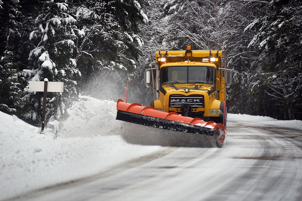 A plow clears roads near Glacier National Park last week. (Jeremy Weber/Daily Inter Lake)