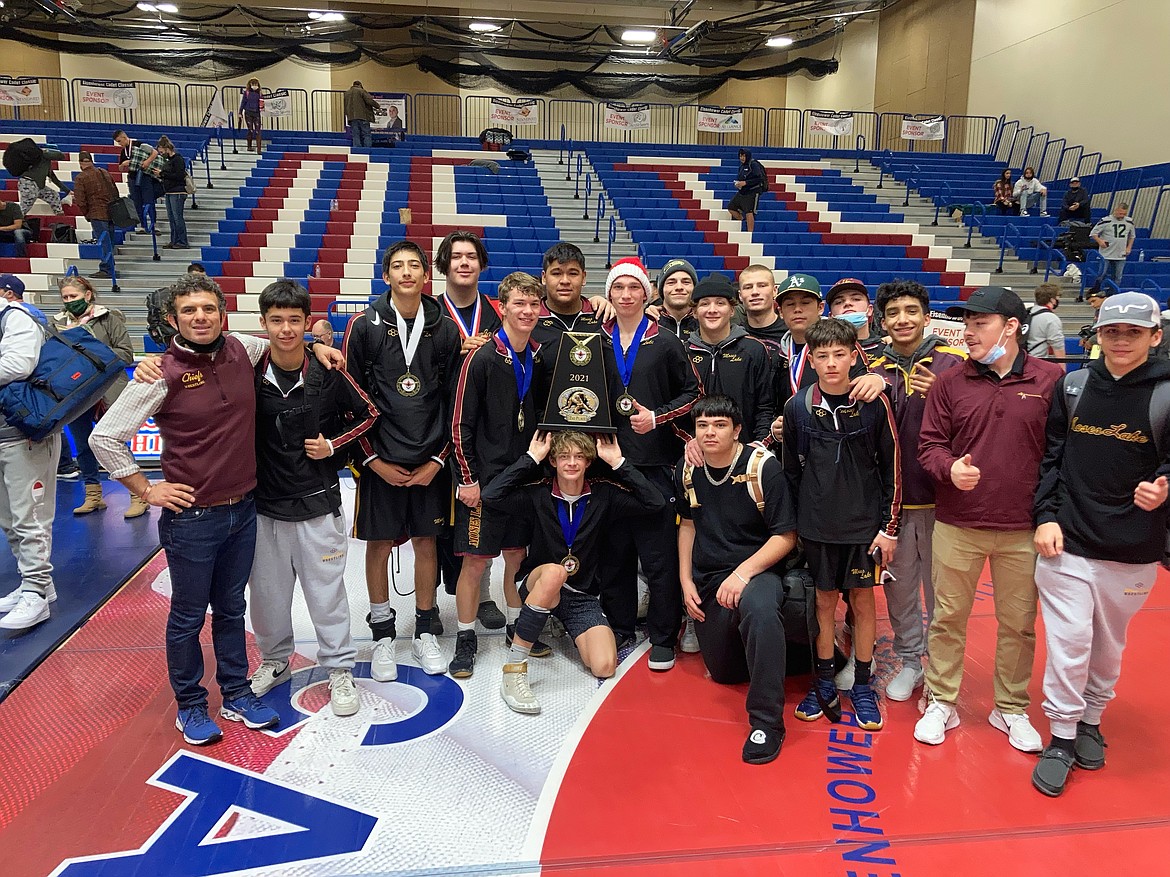 Seen here are Moses Lake High School Chiefs wrestlers, as identified by coach Jaime Garza. Back row: coach Garza, Jayro Guzman, Stephen Jackson, Lucas Tucker, Saul Villa, Brock Clark, Marcus Duval, Joey Freidig. Middle row: Derek Grubb, Joshua Grubb, Cody Byers, Cael Castro, Jackson Carlos. Bottom: Dayton Regan, Albert Moran, Dillion Martinez, coach Malaki Hvamstad.