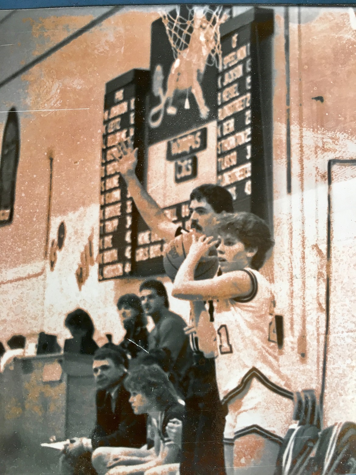 Photo by CHUCK LONGSTREET
Before they even knew each other, and reffed together, Bill Bopp officiates a Clark Fork girls basketball game as Wampus Cat Rayna Longstreet inbounds the ball in a game at Clark Fork in the late 1980s.