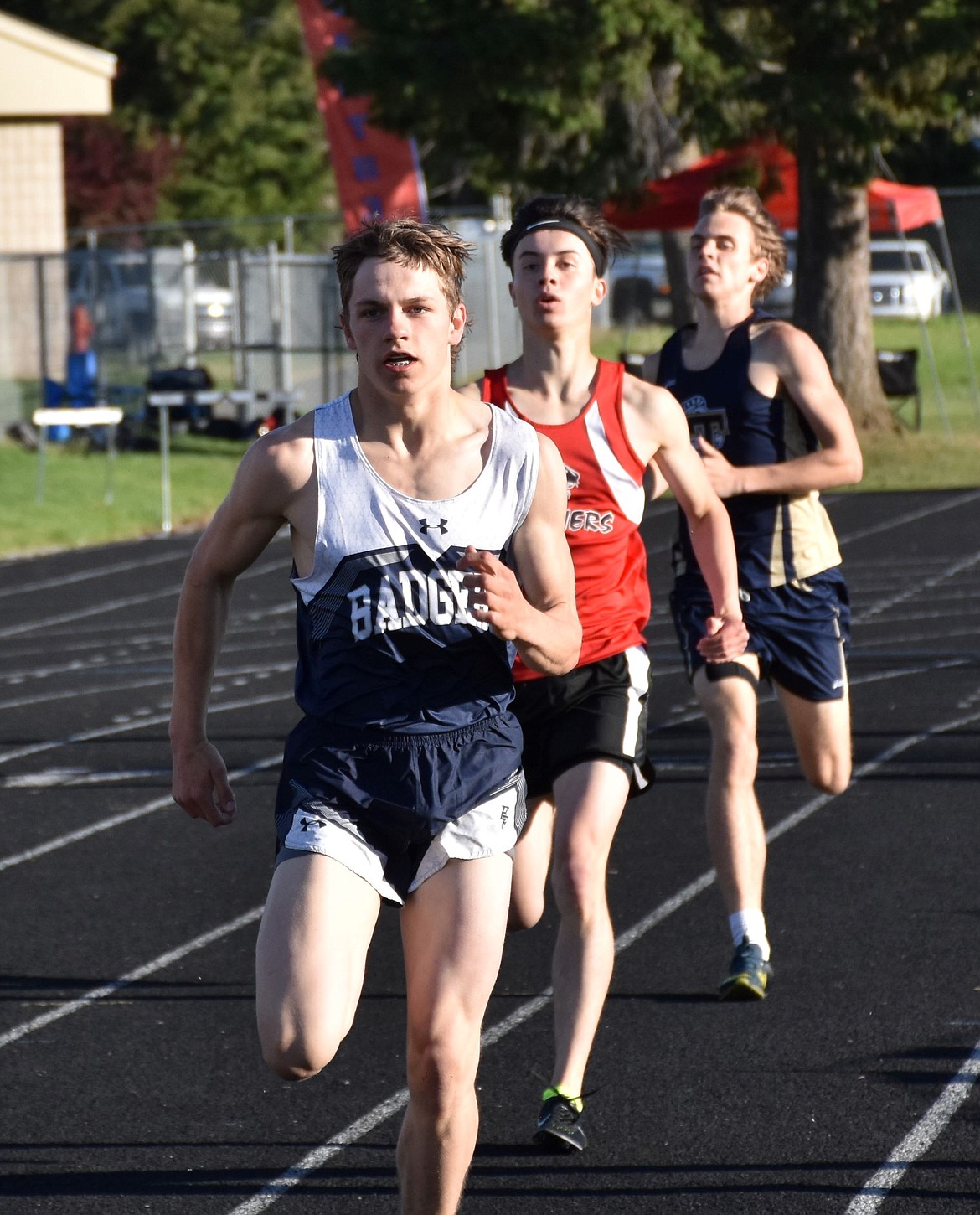 Charles Henslee running the 800 meter at Districts. He went on be the 3A 1600 state champion.