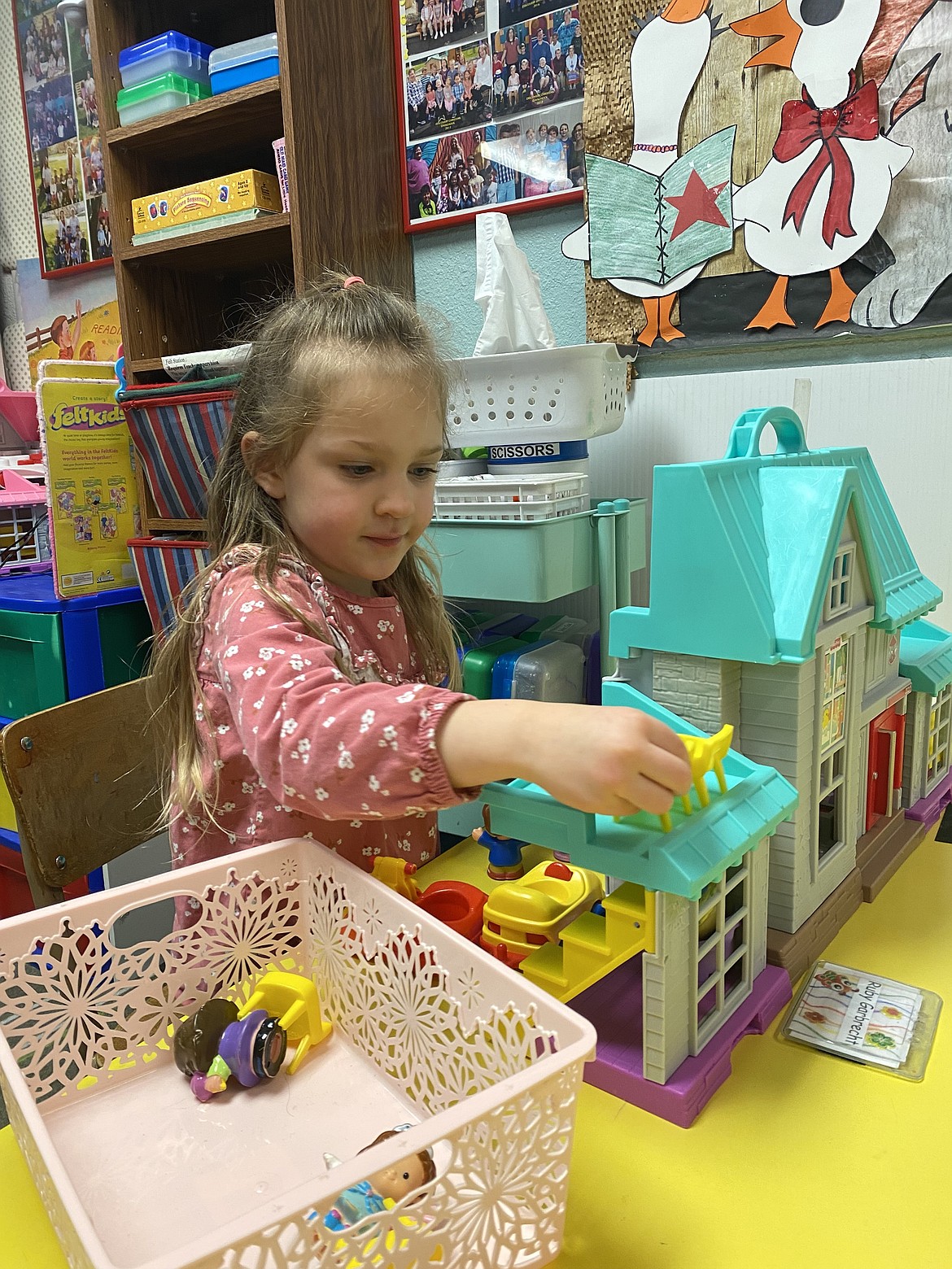 Piper Crosby, 4, a pre-kindergarten student at Discovery Christian Dayschool enjoys her day. Her favorite part about Miss Susan's class, is learning new things, she said.