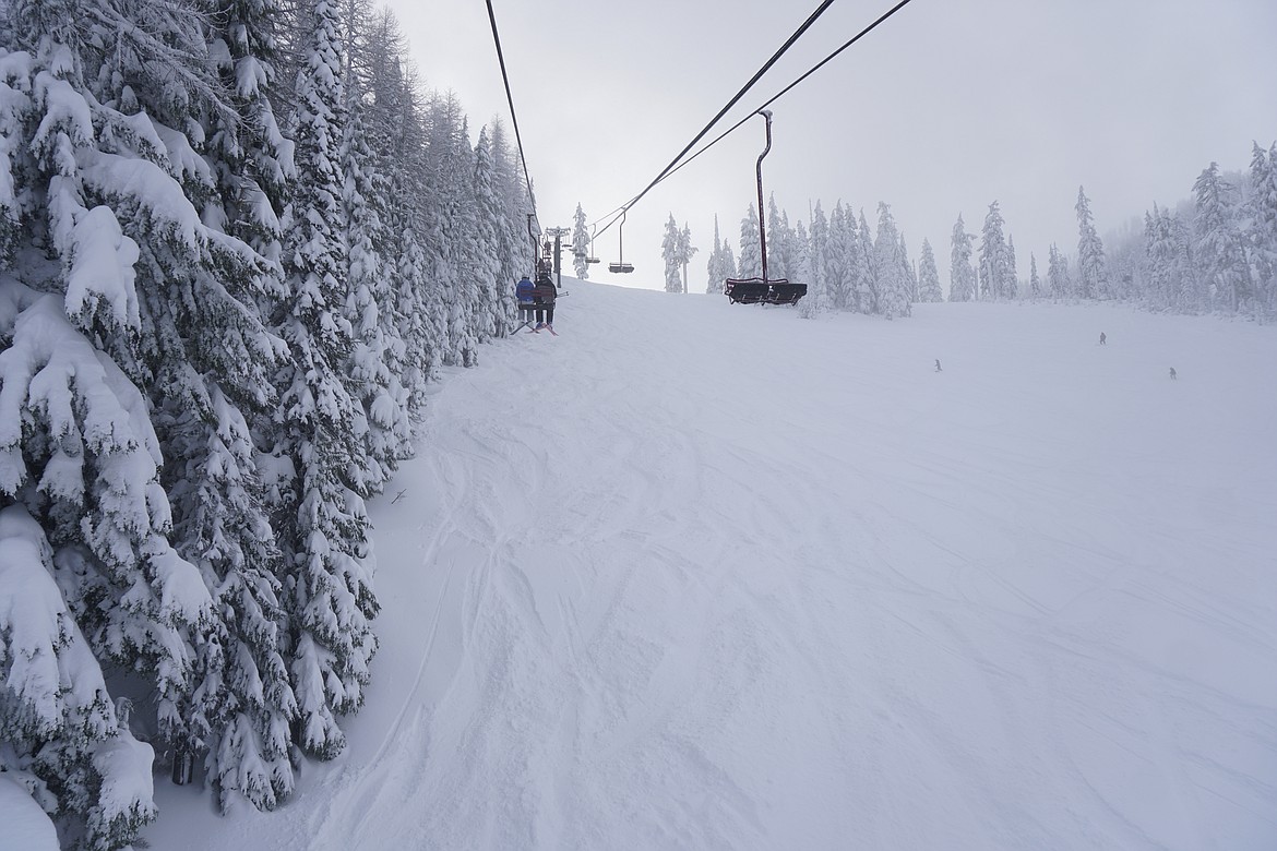 This photo taken in the past week shows skiers riding Chair 4 at Silver Mountain Resort. Photo courtesy of Silver Mountain Resort