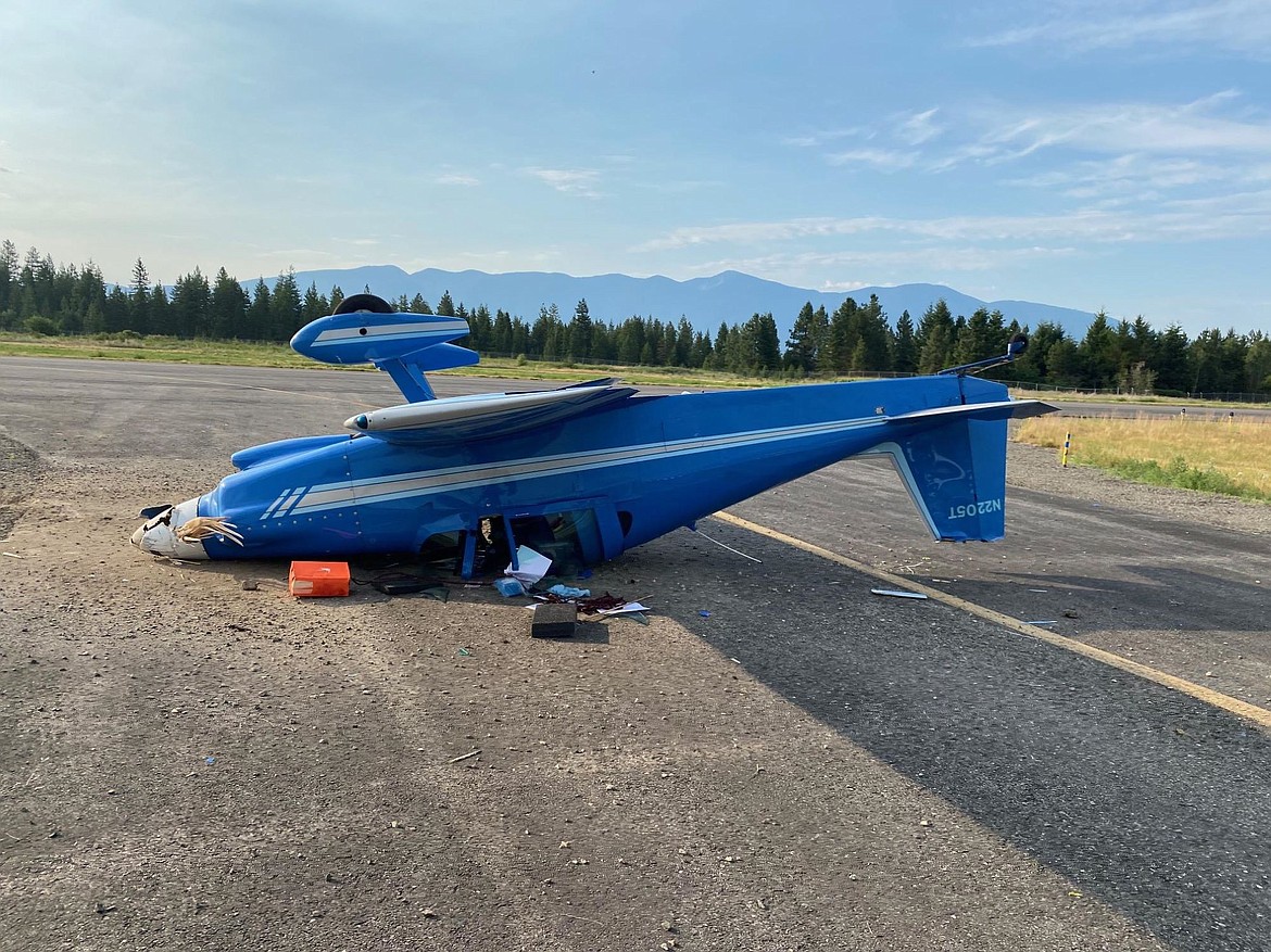 On July 7, Boundary County Sheriff’s Office personnel received a report of a plane upside down at the Boundary airport with the pilot still trapped inside. Multiple agencies responded and the pilot Patrick Hanley, 70, from Troy, Mont., was helped out of the plane with only minor injuries.