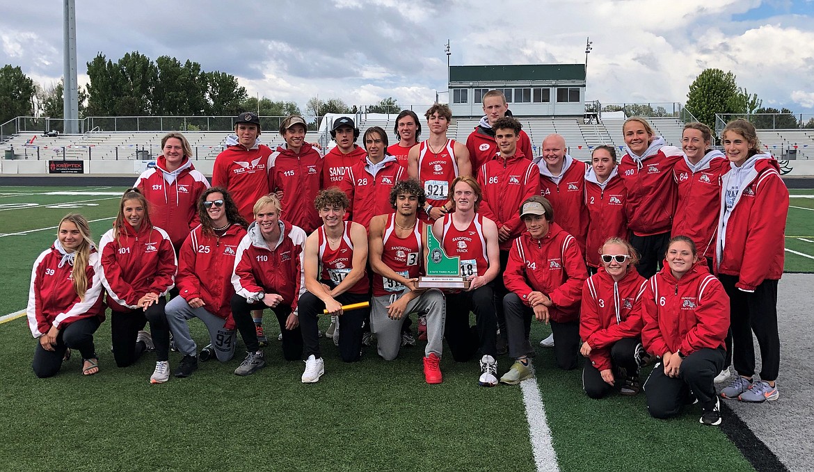 The Sandpoint boys track team captured the third-place trophy at the 4A state championships this past spring.