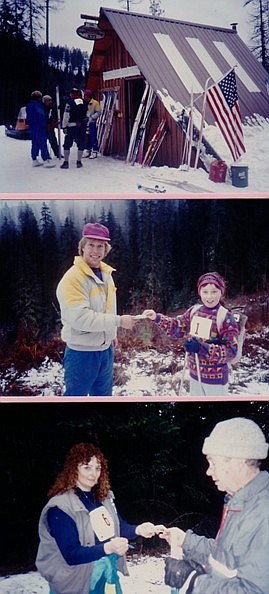 These photos were taken at a Best Hand Poker Run Cross-country Ski and Snowshoe fundraiser event in 1992, put on by the Panhandle Nordic Club at the 4th of July Pass snow sport area. Courtesy of Geoffrey Harvey