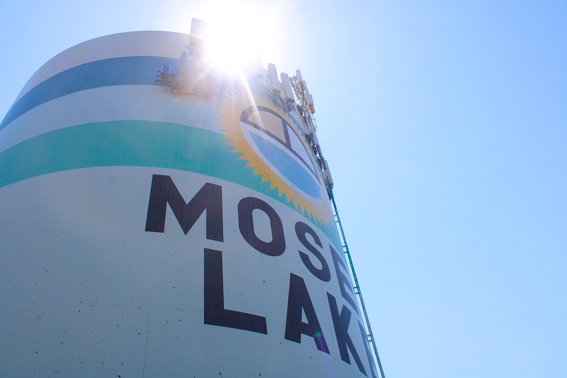 The Juniper Park water tower stands in the sun at 902 S. Juniper Drive in Moses Lake.