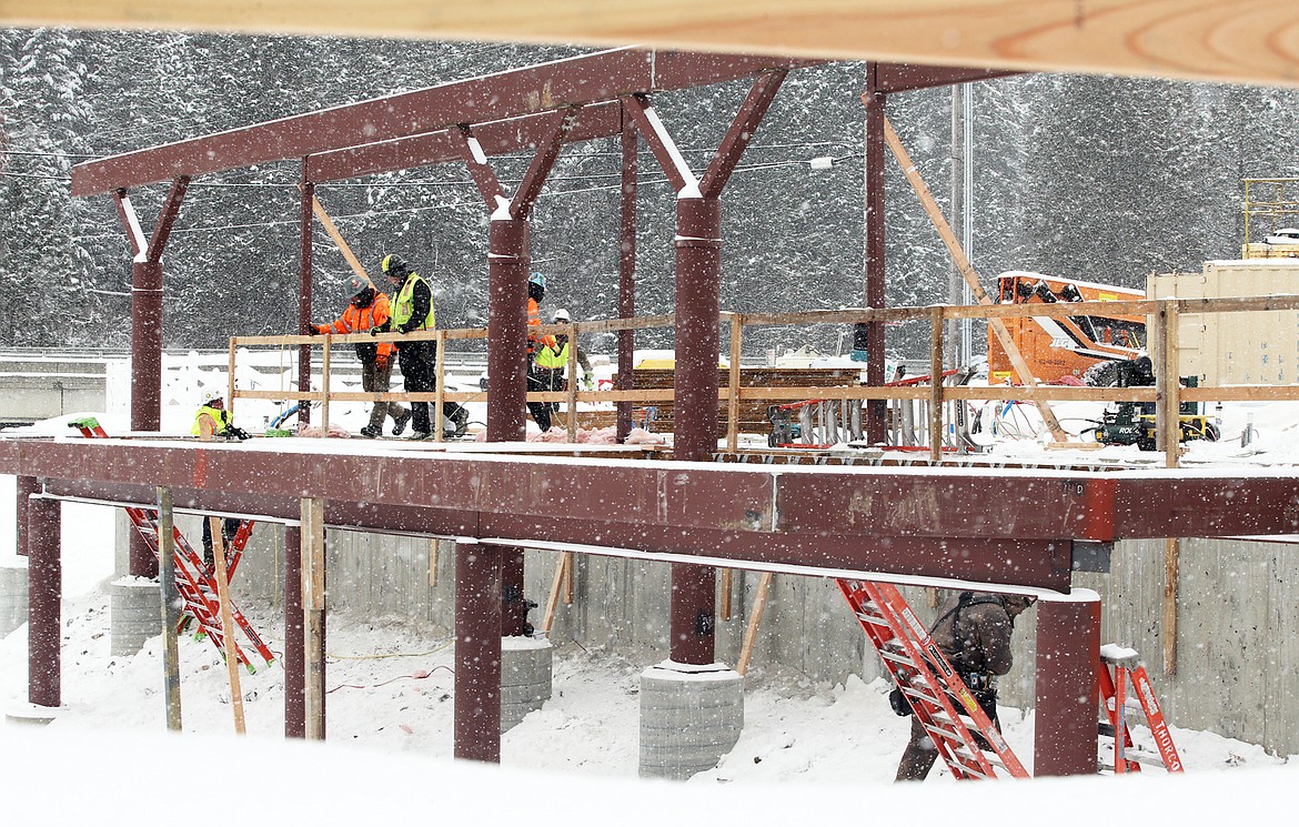 Construction of the clubhouse at the Quick Launch site on Blackwell Island continues on Thursday.