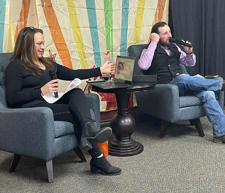 Columbia Basin Cancer Foundation director Angel Ledesma (left) and auctioneer Jacob Barth of Chuck Yarbro Auctioneers auction off an item during the 2021 Country Sweethearts Benefit Auction. The foundation’s biggest fundraiser returns to an in-person event for 2022.