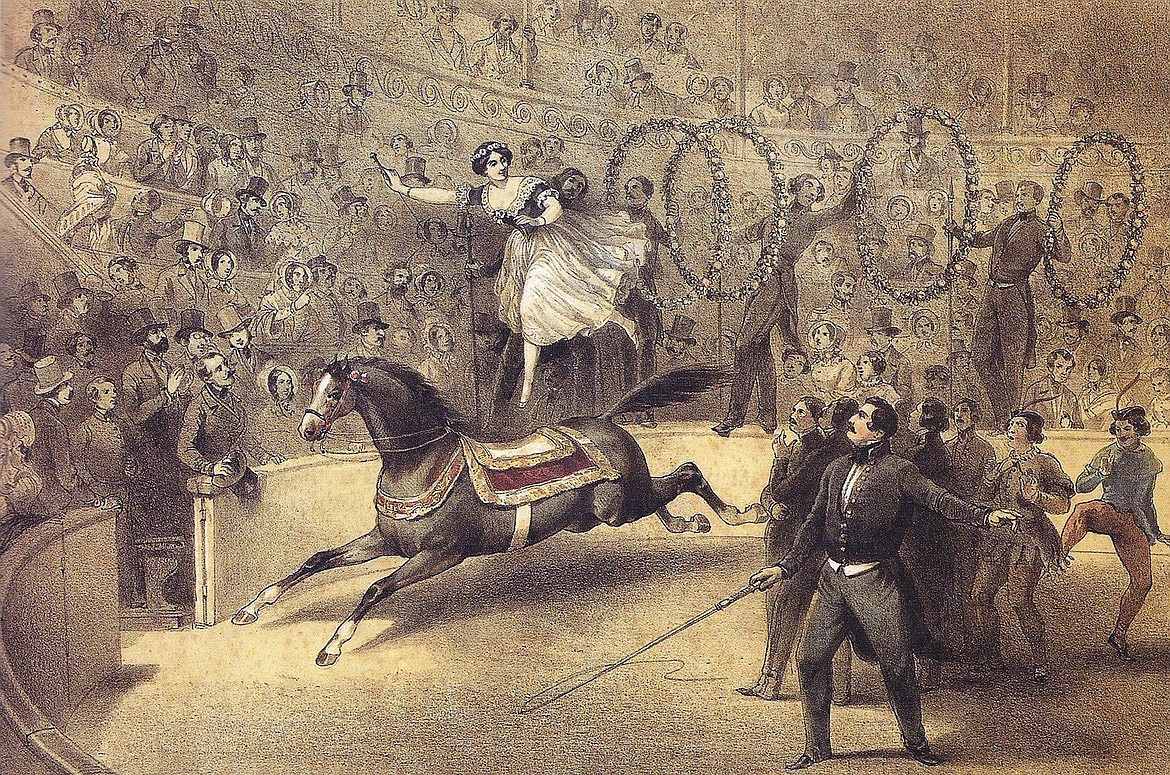 Palmyre Annato, circus star of the 19th century at the Cirque des Champs-Elysées in Paris (1840).