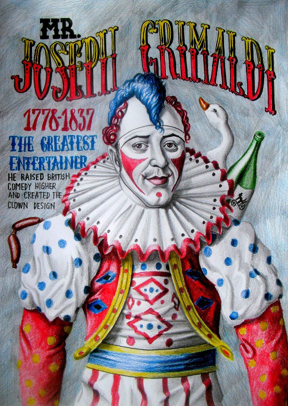 British actor Joseph Grimaldi (1778-1837), the first clown of the modern circus.