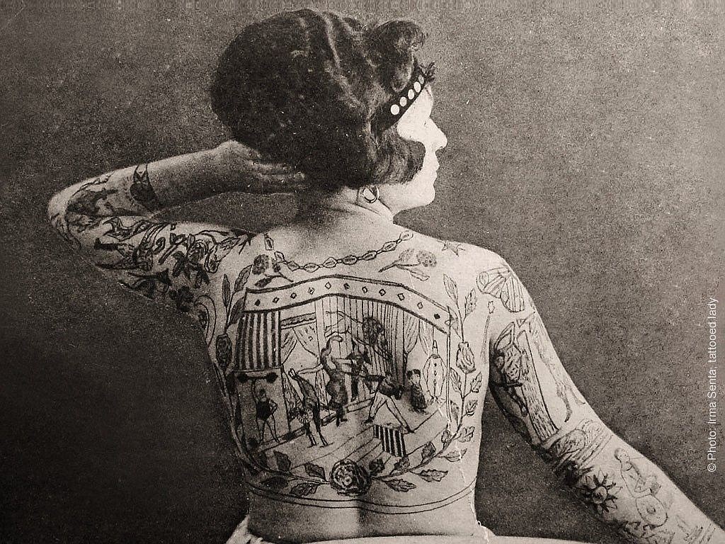 Tattooed lady of the circus.