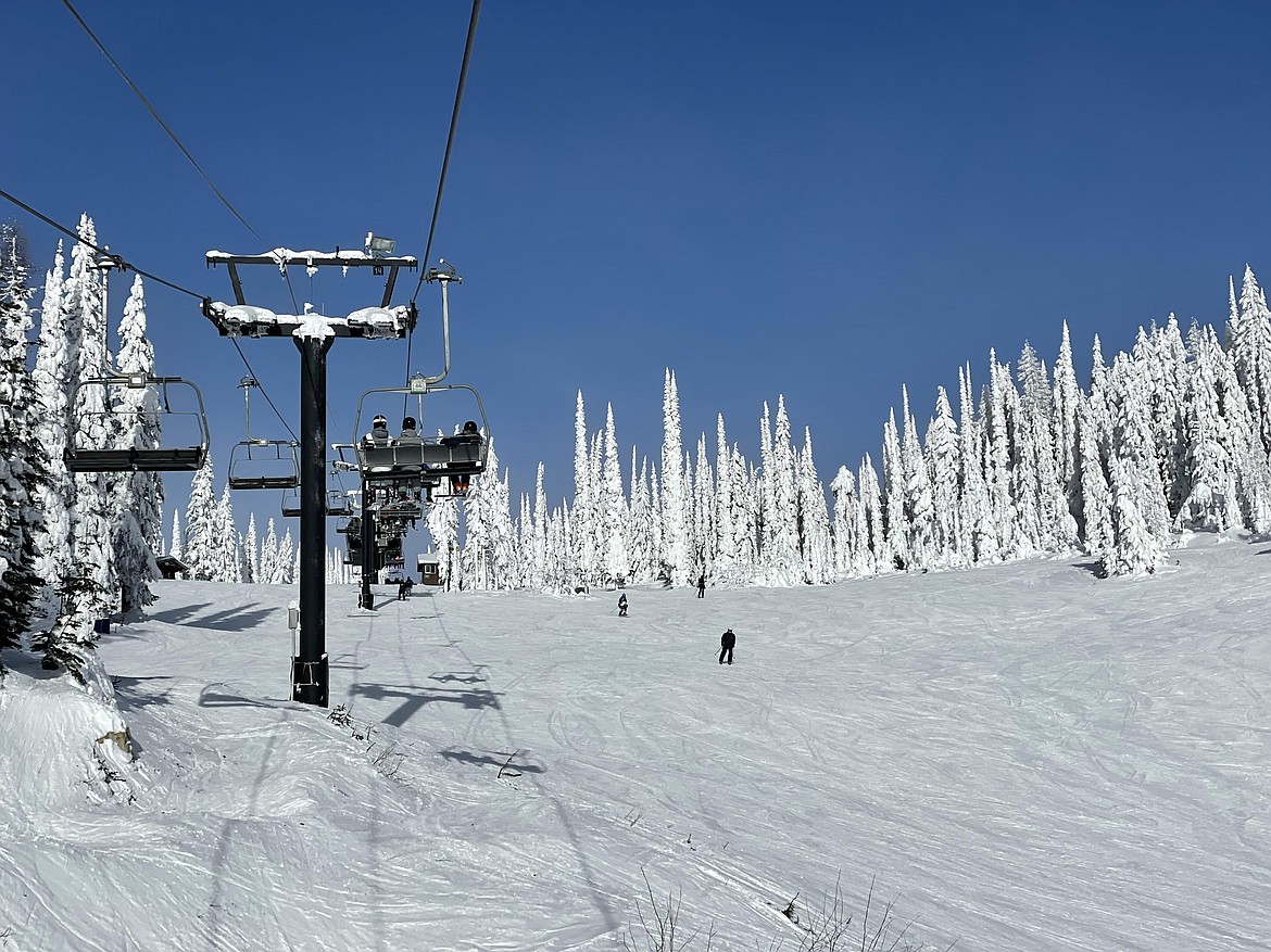 A view of the ski slopes below Chair 2 at Whitefish Mountain Resort on Sunday, Jan. 2, 2022. (Matt Baldwin/Daily Inter Lake)