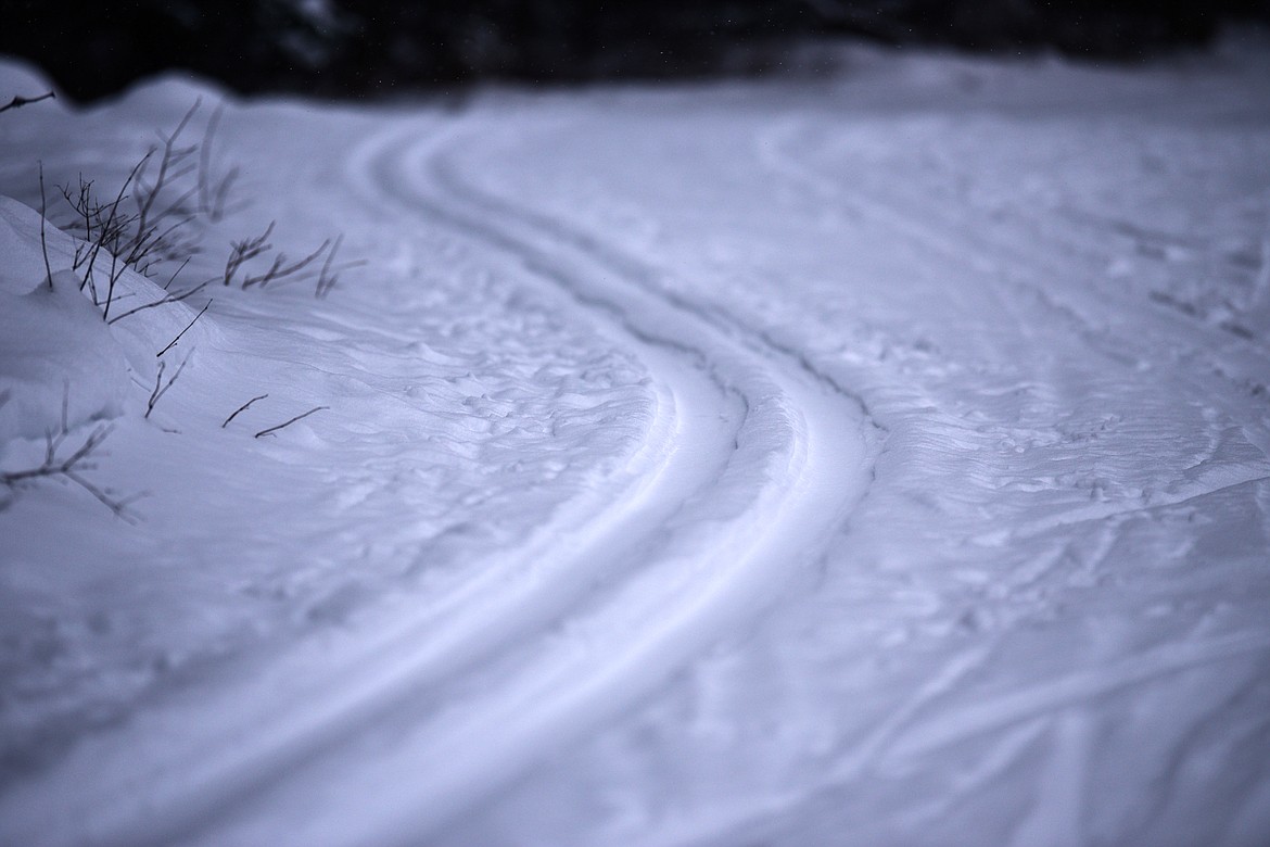 Cross-country ski trails in the snow at the Bigfork Community Nordic Center trails on Foothill Road on Wednesday, Jan. 5. (Casey Kreider/Daily Inter Lake)