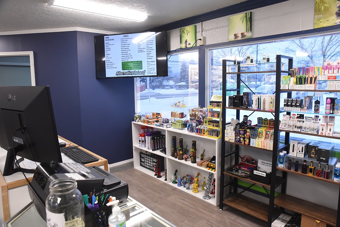 Cannabis-related products for sale at Alternative ReLeaf, a dispensary on U.S. Highway 2 just outside of Libby. (Derrick Perkins/The Western News)