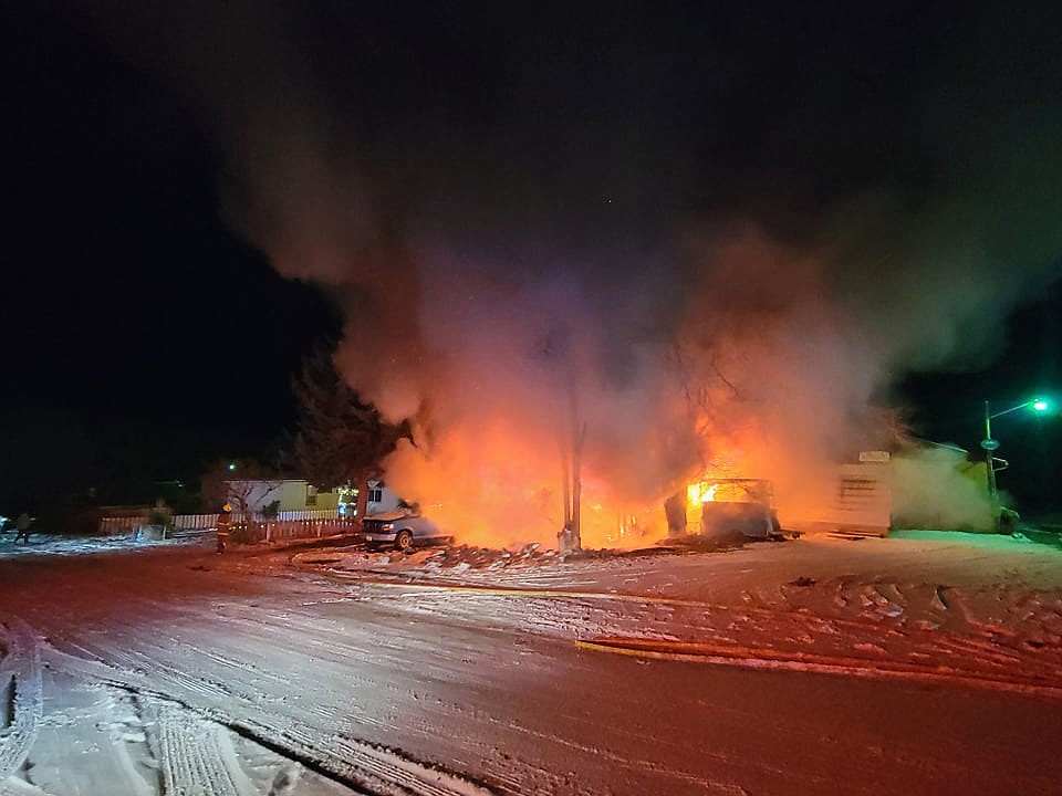 A home located on Second Avenue Northeast in Soap Lake is in flames Wednesday night, displacing multiple people.