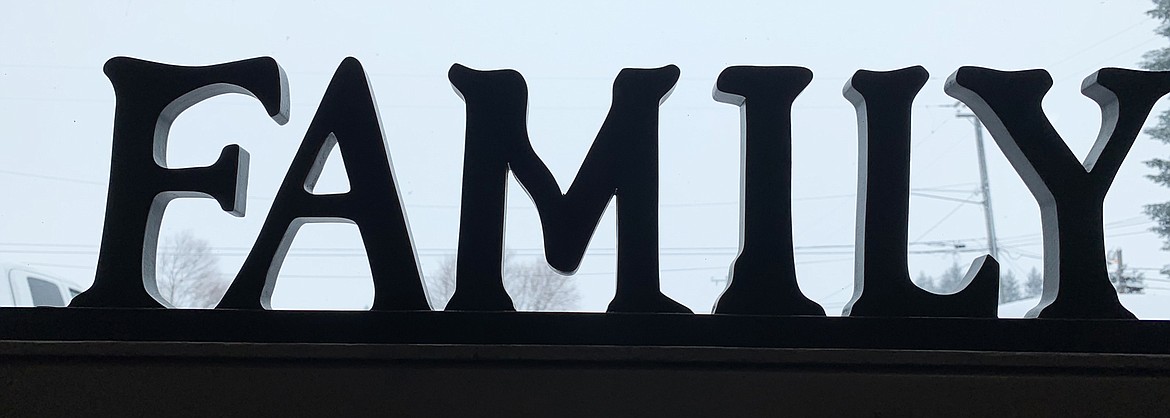 The word "Family" rests on a windowsill at Family Worship Center.