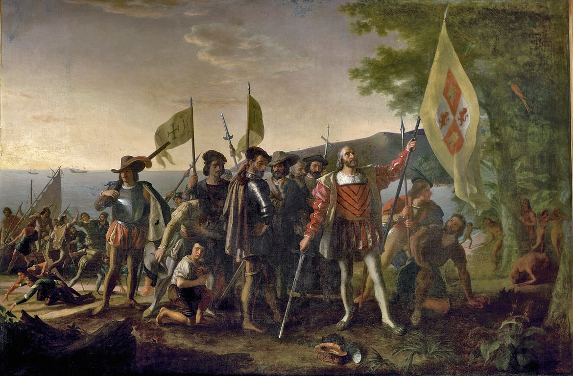 Painting by John Vanderlyn (1775-1852) of Christopher Columbus landing in America (not the mainland) in 1492.