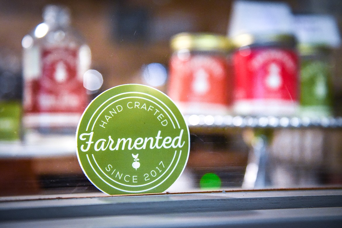 Farmented products are shown through the display window at La Petit Cafe at the Gateway Community Center in Kalispell on Wednesday, Jan. 12. (Casey Kreider/Daily Inter Lake)