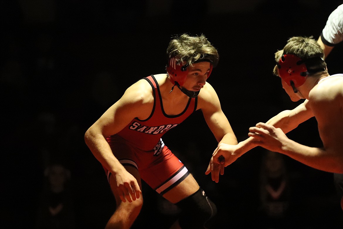 Adam Belgarde competes in Wednesday's dual.