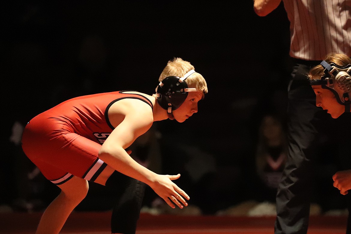 Aiden Rork competes in Wednesday's dual.