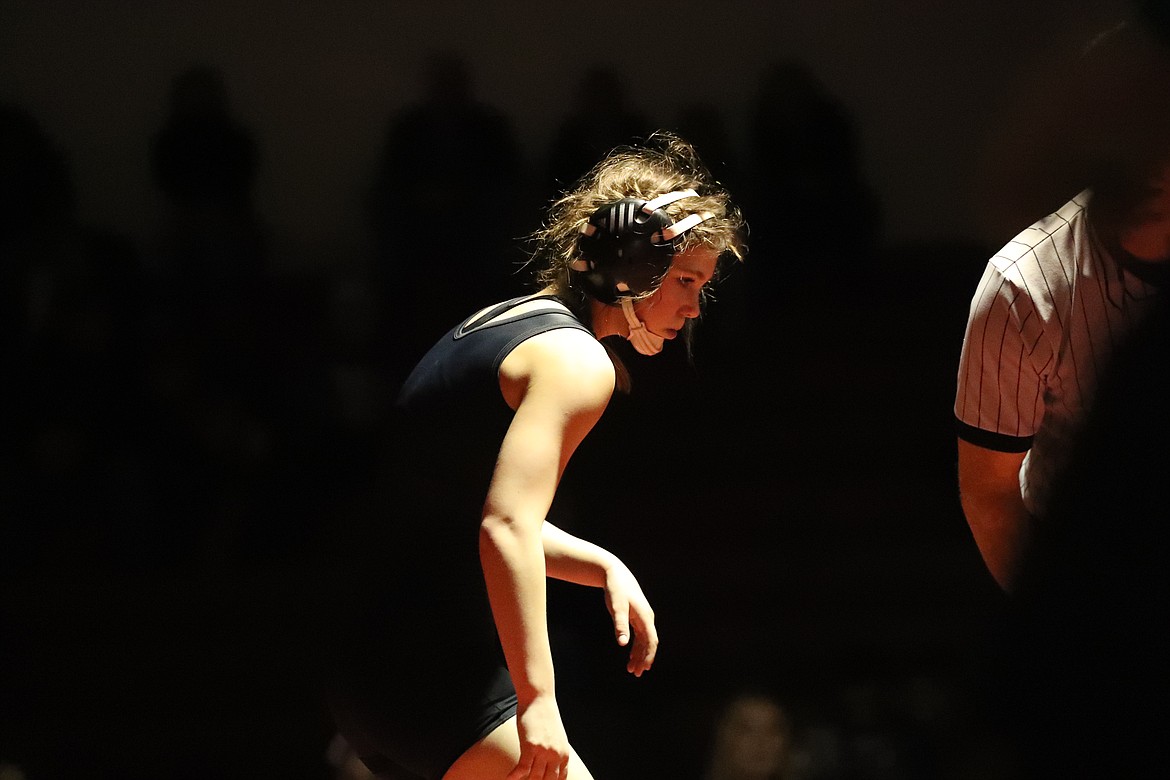 Emma Garman gets ready for the second round of her bout at 113 pounds.