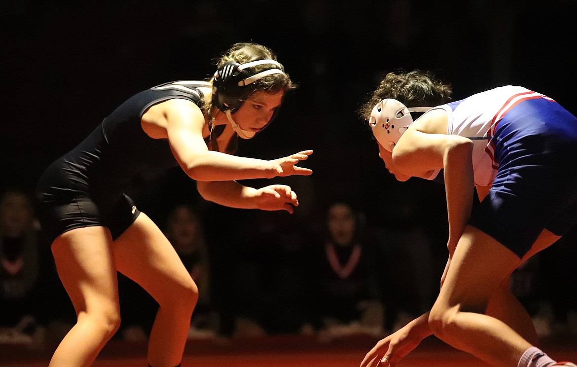Emma Garman (left) battles her opponent Wednesday.