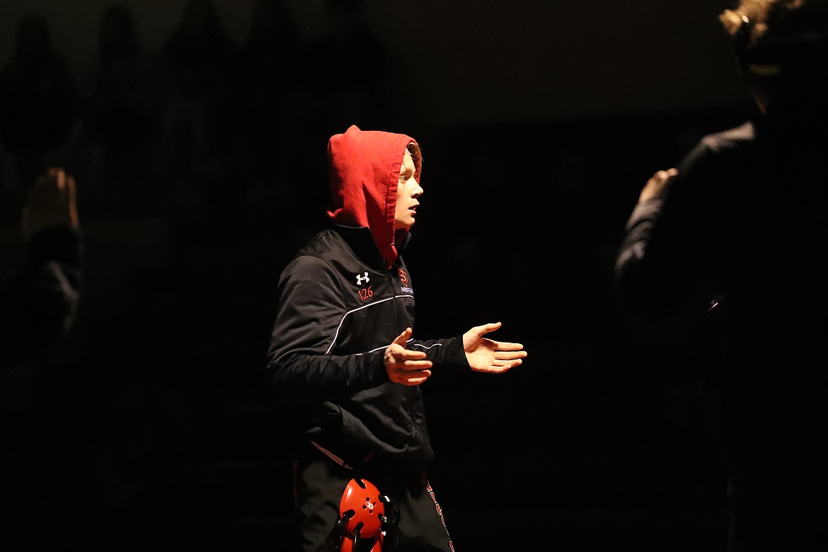 Forest Ambridge warms up prior to Wednesday's dual.