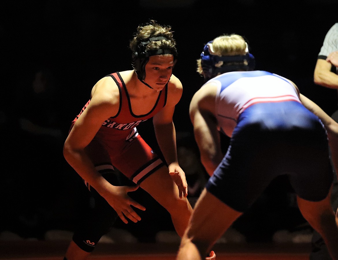 Jorden Tyler (left) battles his opponent Wednesday.