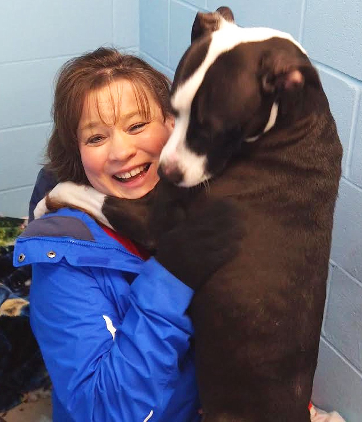 Photo courtesy Vicky Nelson
Dede Pugh, a volunteer with the Kootenai Humane Society, enjoys time with Susie, a one-year-old mixed breed canine.