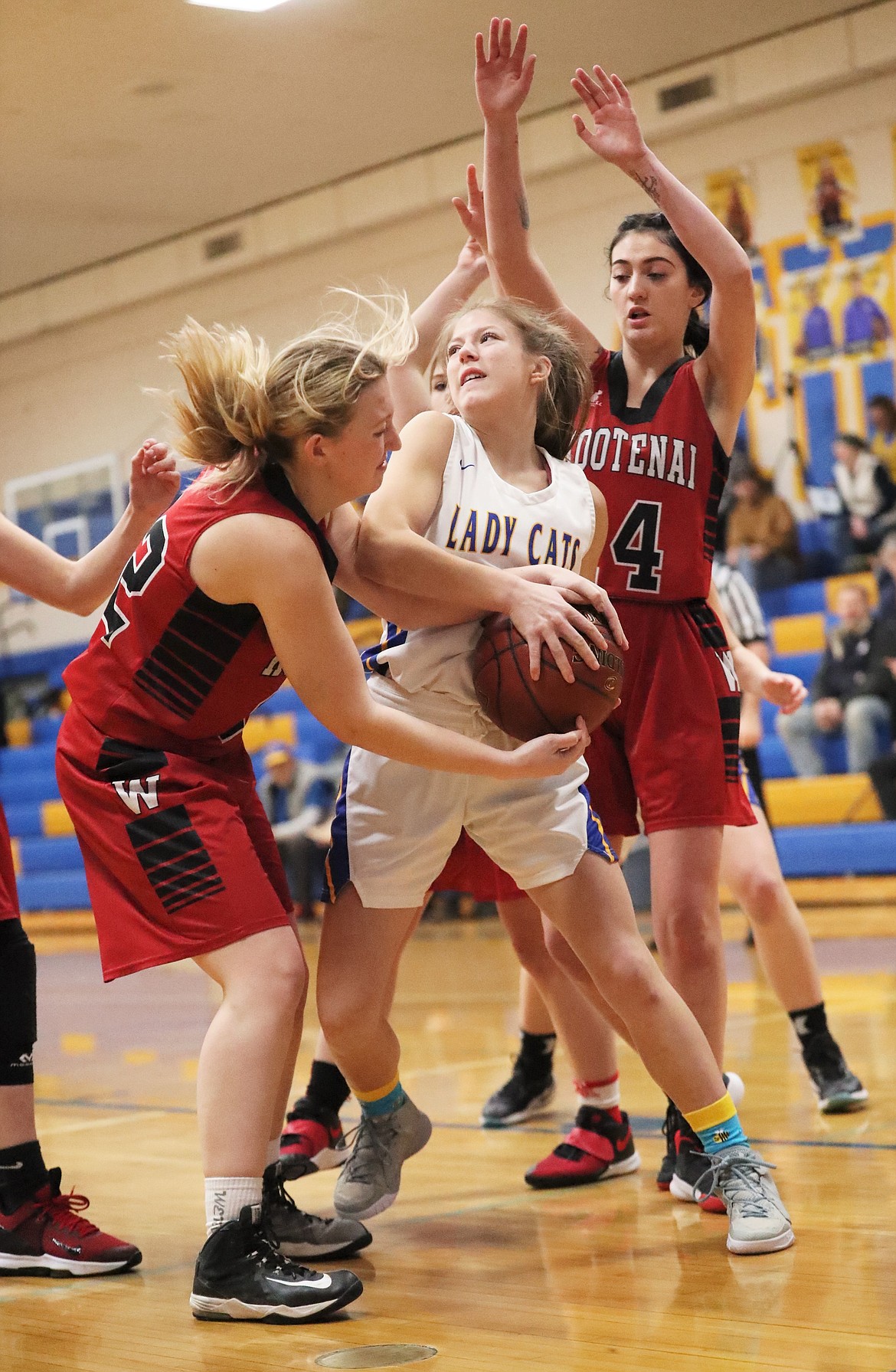 Eloise Shelton fights for a rebound Friday.