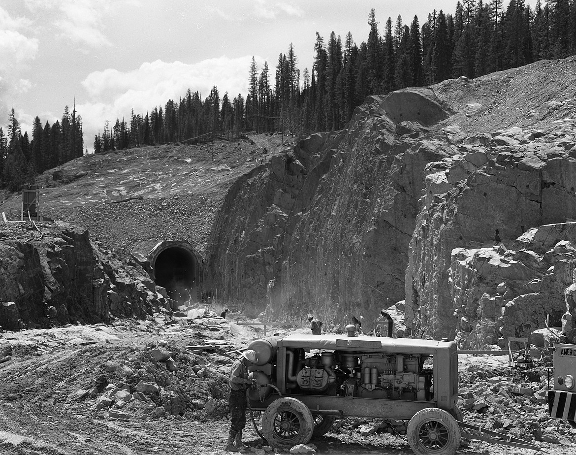 Excavation for the construction of the north portal of the Flathead Tunnel in early June, 1968. (Mel Ruder/Hungry Horse News file photo)