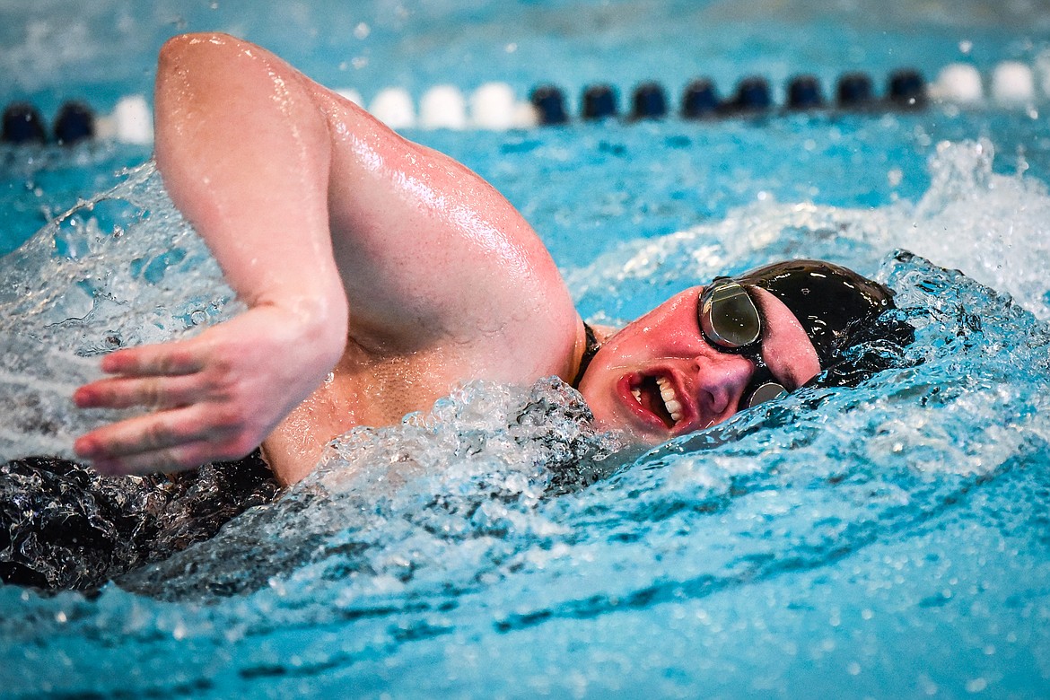 Bigfork's Soraya Brevik swims in the Women's 50 Yard Freestyle at the Kalispell Invite at The Summit on Saturday, Jan. 15. (Casey Kreider/Daily Inter Lake)