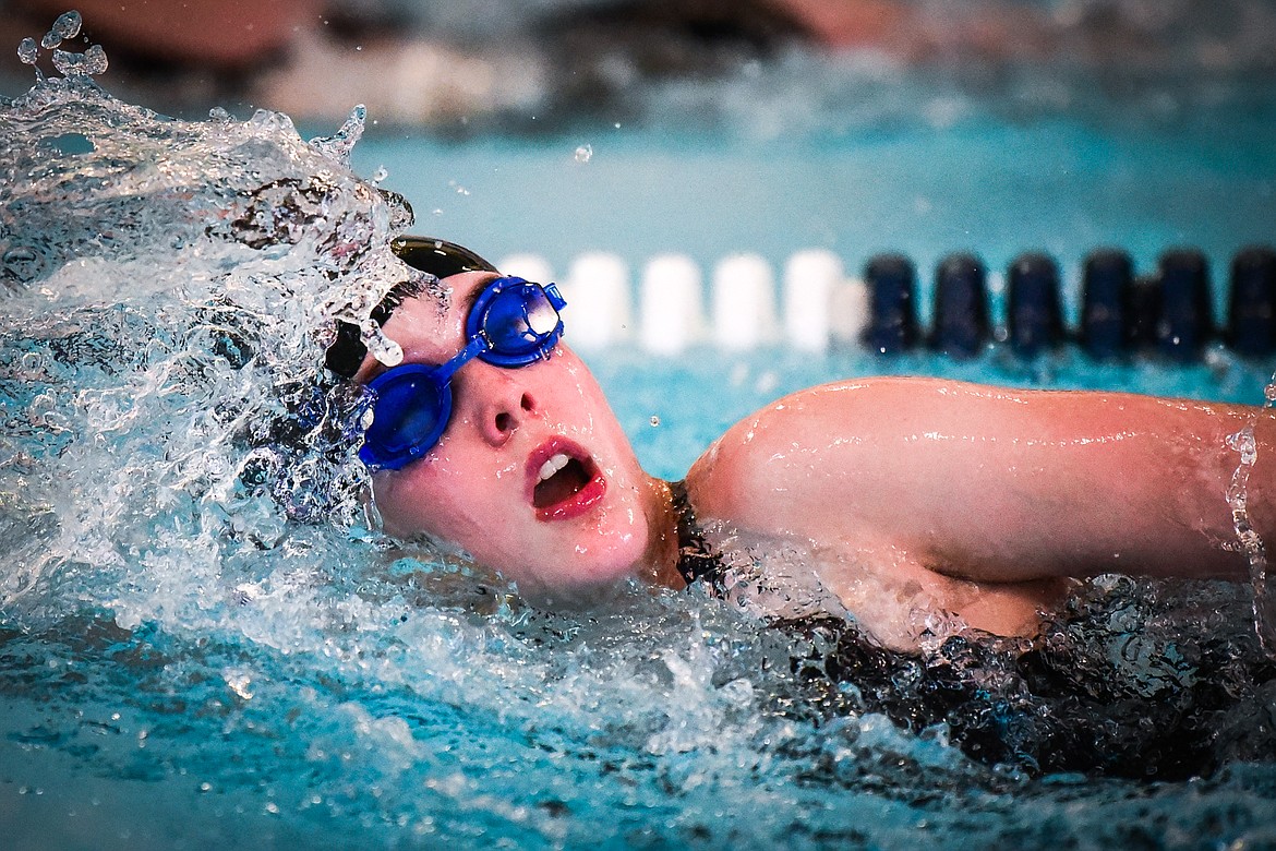 Bigfork's Erika Dowling swims in the Women's 50 Yard Freestyle at the Kalispell Invite at The Summit on Saturday, Jan. 15. (Casey Kreider/Daily Inter Lake)