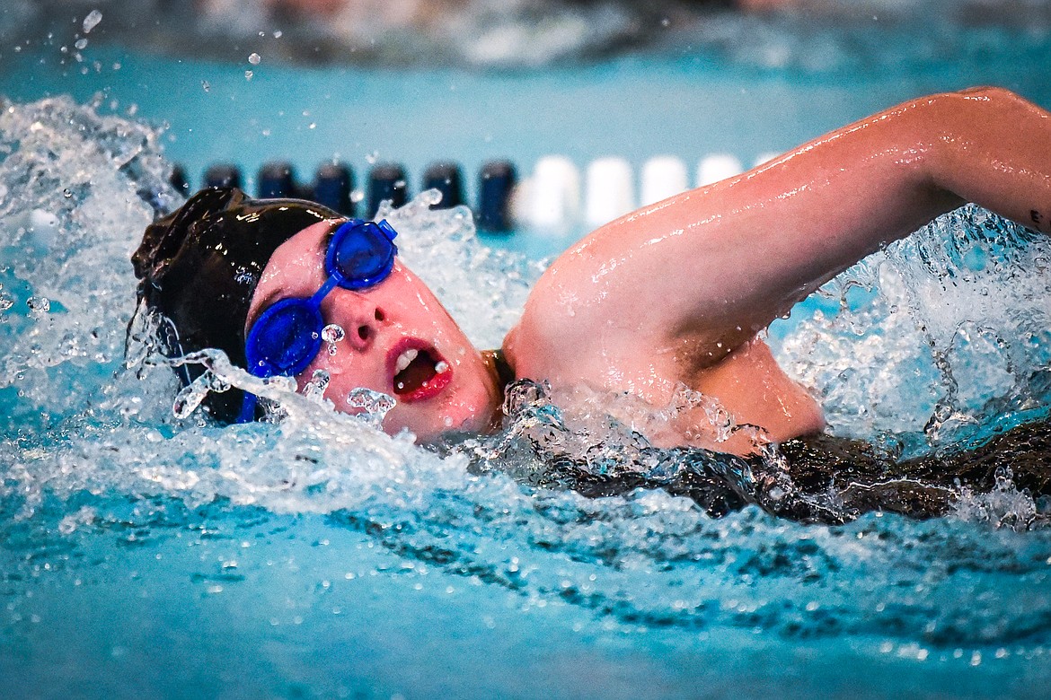 Bigfork's Erika Dowling swims in the Women's 50 Yard Freestyle at the Kalispell Invite at The Summit on Saturday, Jan. 15. (Casey Kreider/Daily Inter Lake)