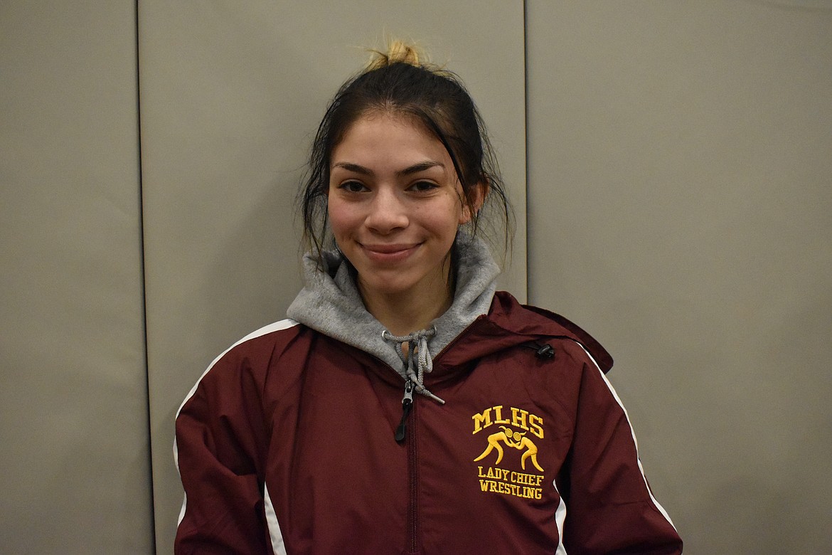 Moses Lake High School Junior Brianna Martinez, shown here, has wrestled all three years of her high school career and hopes to place at state this season.