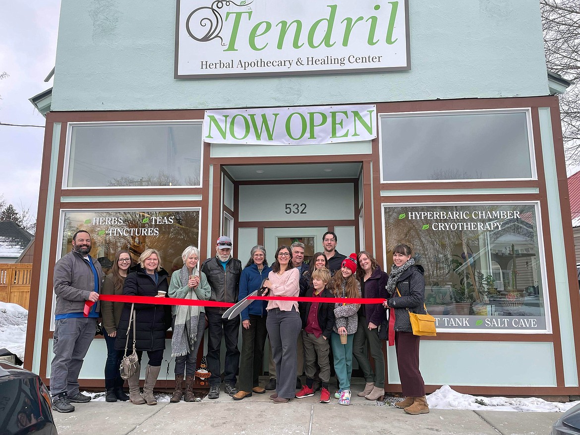 Greater Sandpoint Chamber of Commerce officials and Chamber Ambassadors welcome Tendril Apothecary to the organization at a recent ribbon-cutting ceremony.