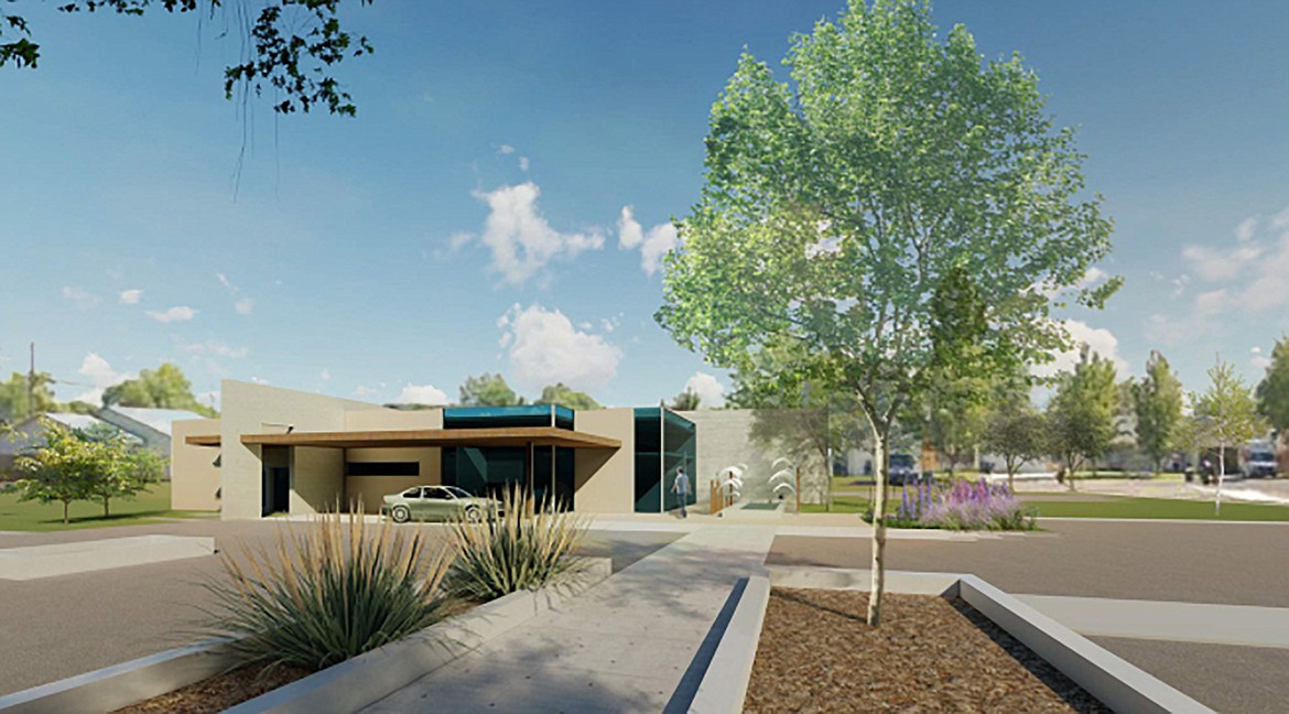 A rendering of the new radiation treatment facility at the corner of Hill Avenue and Grand Drive in Moses Lake.