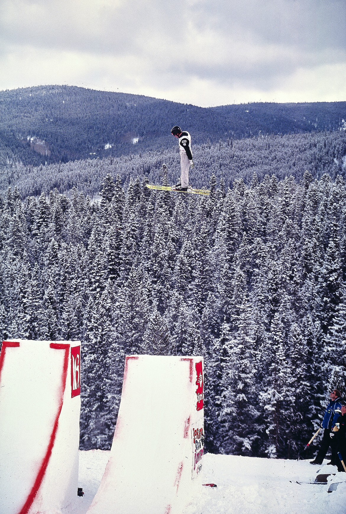 Eric Bergoust, of Missoula, competes in the aerials event at a 1998 FIS Freestyle Skiing World Cup in Breckenridge, Colorado. Bergoust won a gold medal one month later in the 1998 Winter Olympic Games in Nagano, Japan. (Kelly Gorham photo)