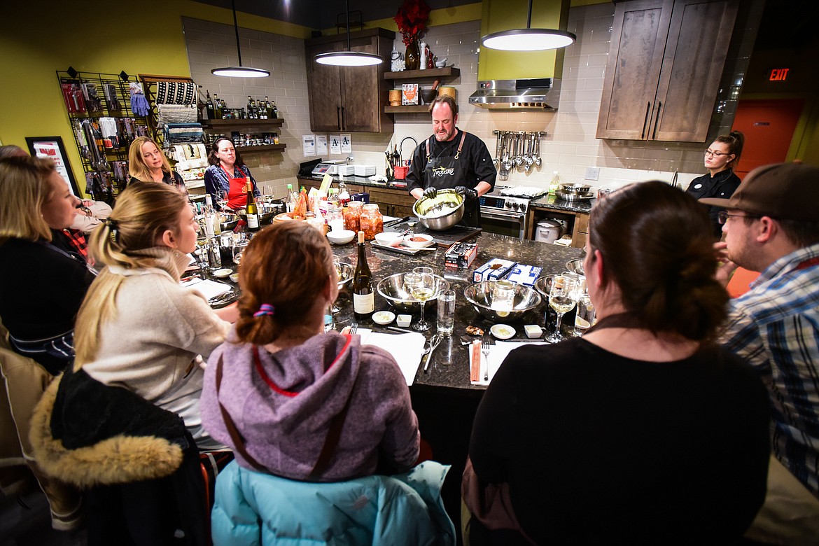 Chef John Evenhuis mixes ingredients for kimchi during a hands-on cooking class at Trovare in Whitefish on Tuesday, Jan. 18. (Casey Kreider/Daily Inter Lake)