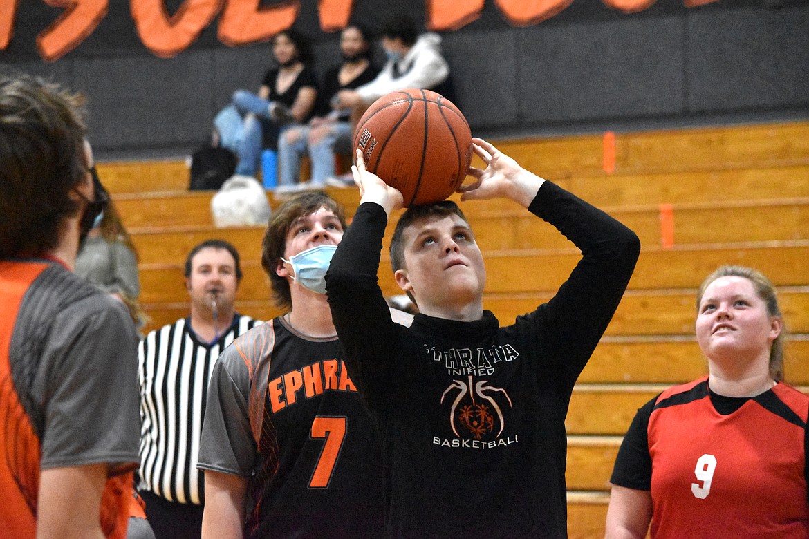 Ephrata High School’s Parks Peters shoots the ball at the Unified basketball game on Wednesday.