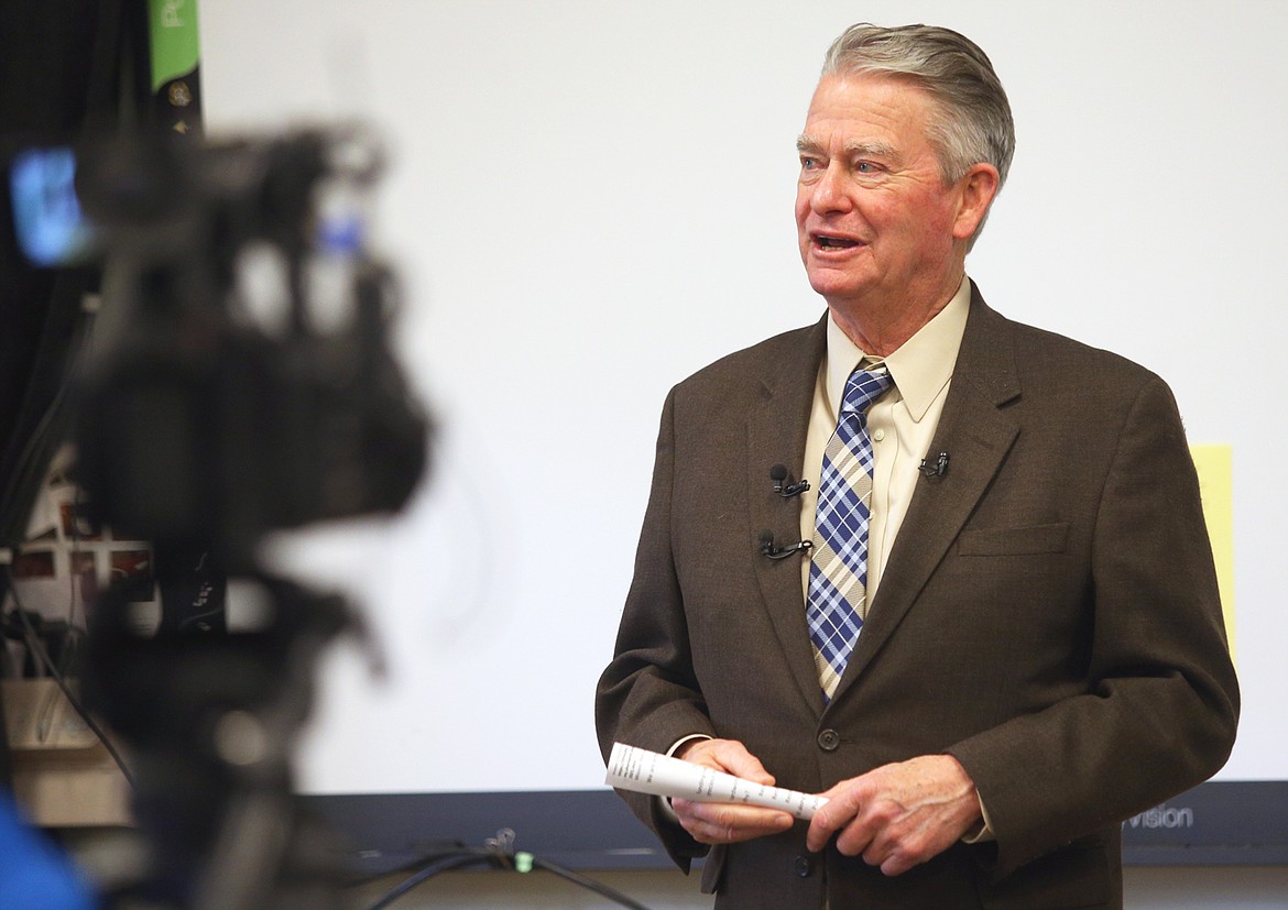 Gov. Brad Little speaks during a press conference at the Idaho Department of Labor in Post Falls on Friday.