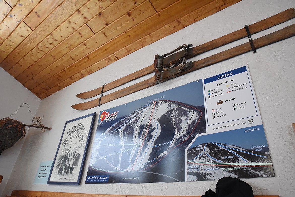 A map of Turner Mountain Ski Area posted inside the lodge. The ski area near Libby features one double chair lift. (Derrick Perkins/The Western News)