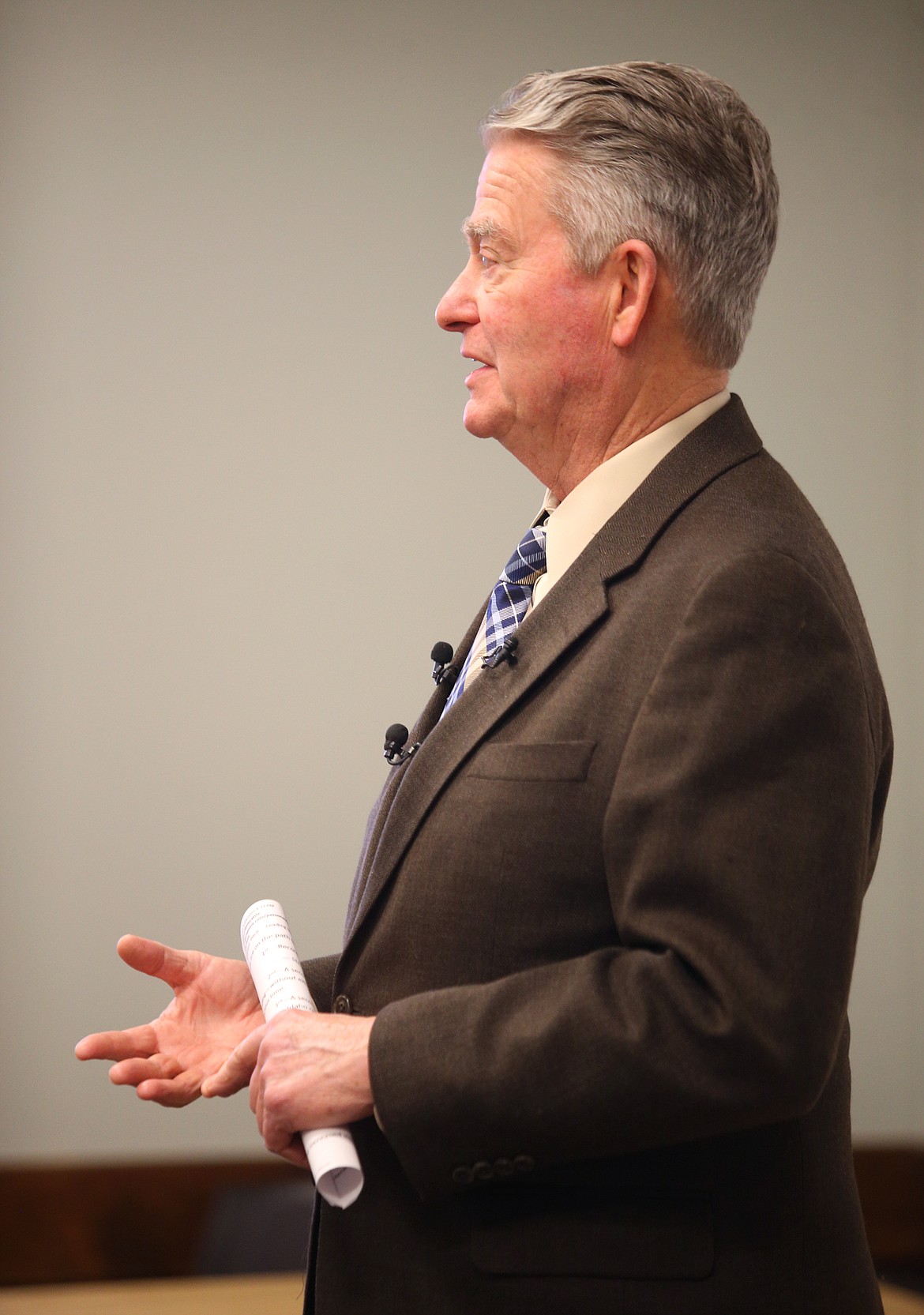 Gov. Brad Little speaks during a press conference at the Idaho Department of Labor on Friday.