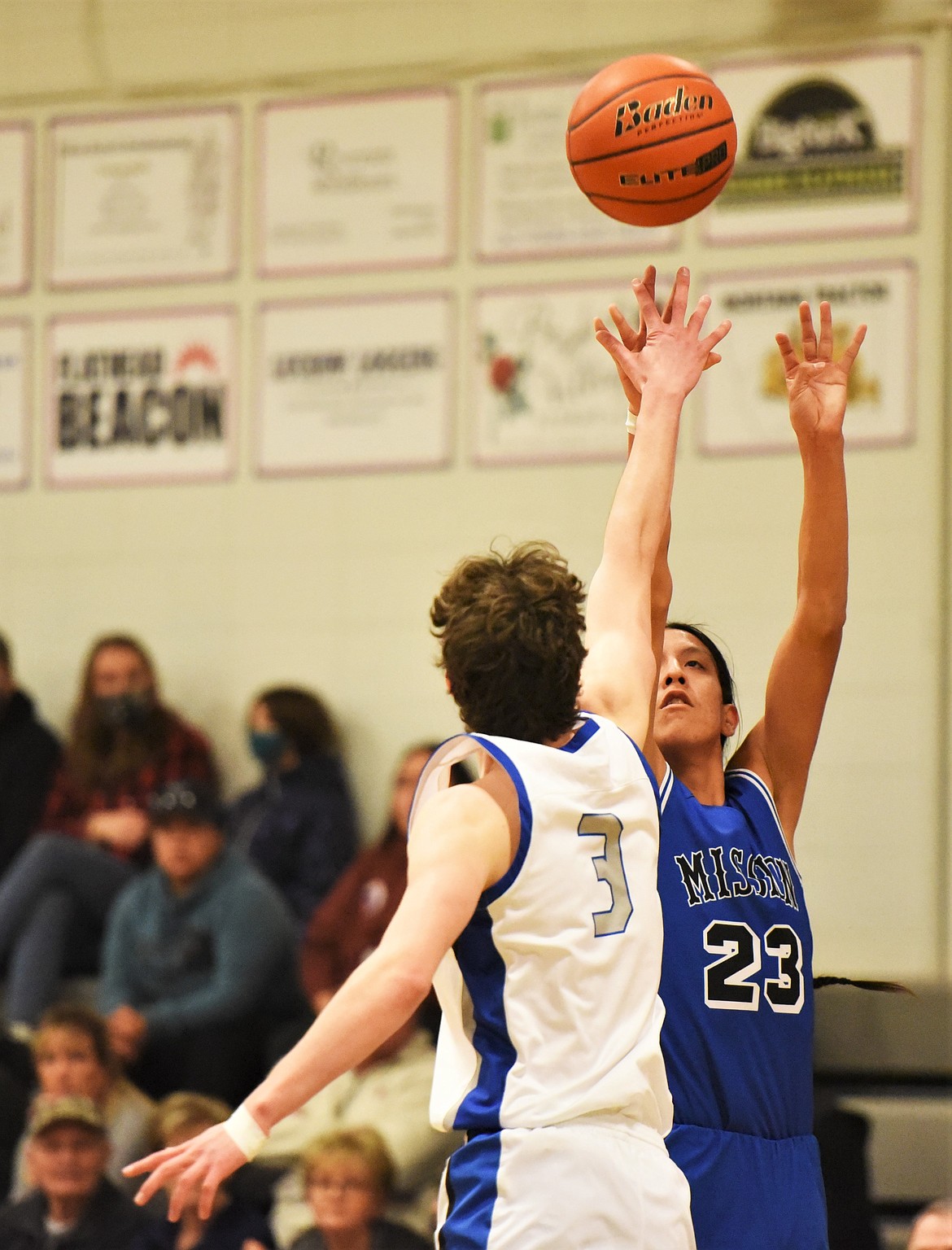 Cedrick McDonald puts up a deep shot at Bigfork. (Scot Heisel/Lake County Leader)